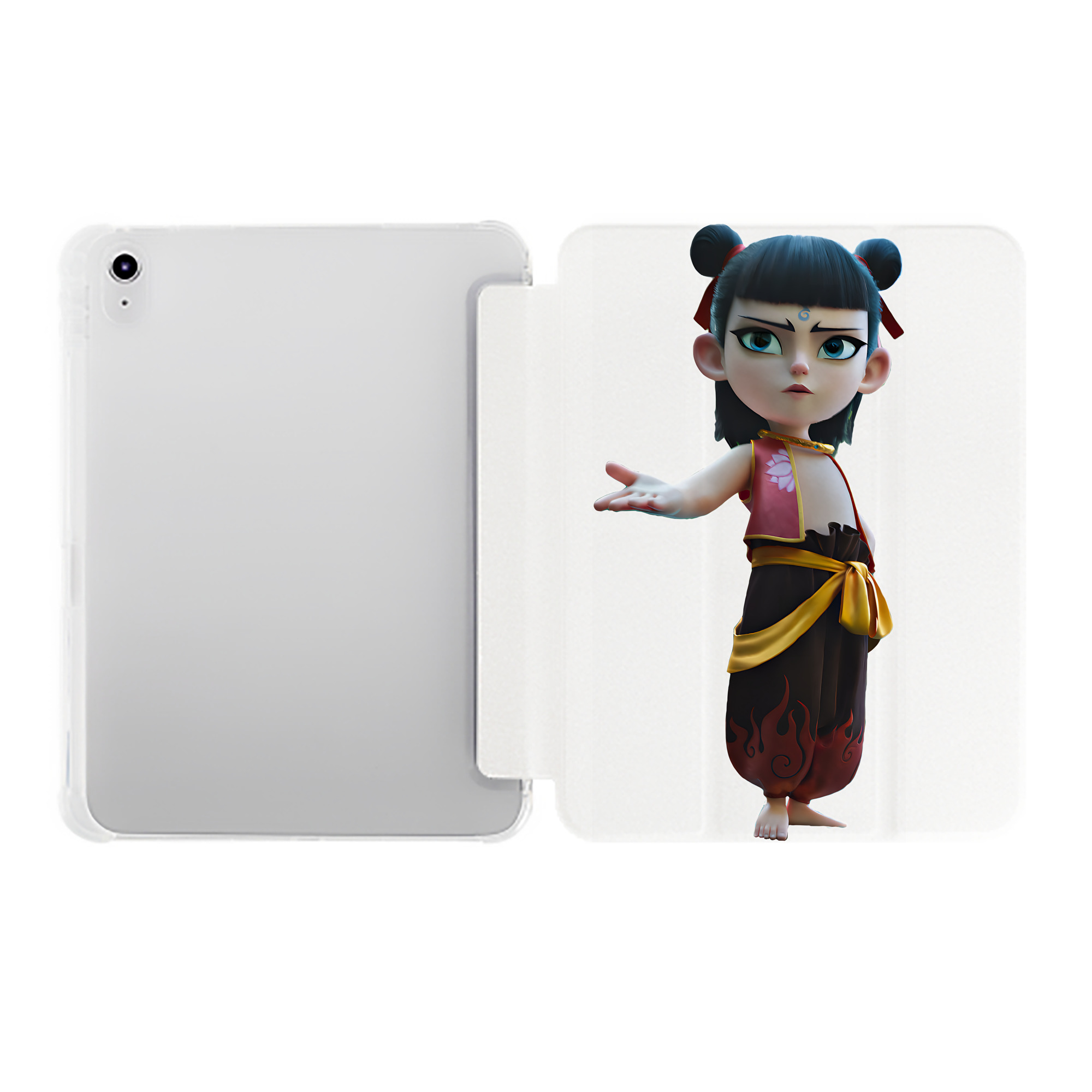 （画像用） Ne Zha 2 ナタ 魔童の大暴れ IPad ケース ペン収納付き 三つ折りスタンド PUレザー×シリコン 対応機種9.5/10.5/10.9インチ